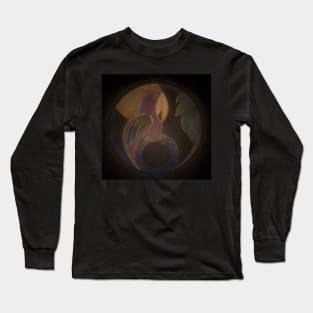 ART DECO PARROT , HAZY MUTED ON BLACK WITH HIGHLIGHTS Long Sleeve T-Shirt